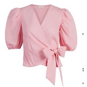 NYCO Eva Mendes Pink Puff Sleeve Wrap Top